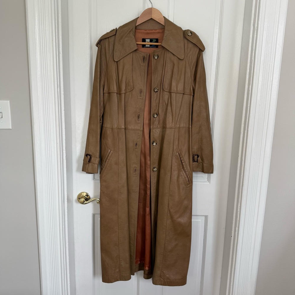 Vintage Brown leather Trench Coat